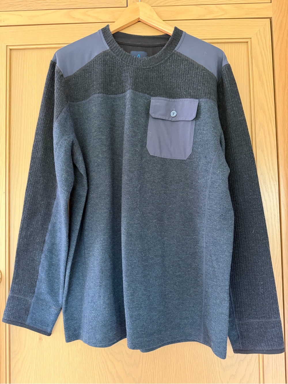 Prana Men's Recycled Wool Pullover Crew Sweater Mixed Fabrics / XLG